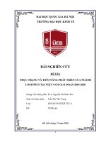 THỰC TRẠNG VÀ TIỀM NĂNG PHÁT TRIỂN CỦA NGÀNH LOGISTICS TẠI VIỆT NAM GIAI ĐOẠN 2018-2020