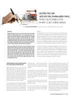 QUYỀN TÁC GIẢ ĐỐI VỚI TÁC PHẨM KIẾN TRÚC THeO QUY đỊnH CỦA PHÁP LUẬT HiỆn HànH THS. LÊ Thị LAn phương i KHOA PHÁP LUẬT HÀNH CHÍNH, TRƯỜNG ĐẠI HỌC NỘI VỤ HÀ NỘI