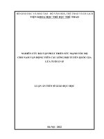 Nghiên cứu bài tập phát triển sức mạnh tốc độ cho nam vận động viên cầu lông đội tuyển quốc gia lứa tuổi 13 15