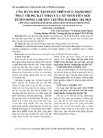 ỨNG DỤNG BÀI TẬP PHÁT TRIỂN SỨC MẠNH BỘT PHÁT TRONG BẬT NHẢY CỦA NỮ SINH VIÊN ĐỘI TUYỂN BÓNG CHUYỀN TRƯỜNG ĐẠI HỌC HÀ NỘI