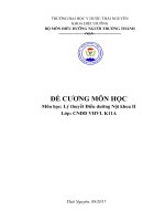 ĐỀ CƯƠNG MÔN HỌC Môn học: Lý thuyết Điều dưỡng Nội khoa II Lớp: CNĐD