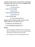 ĐỂ KHAI THÁC NGUỒN TÀI LIỆU SÁCH VÀ CSDL TIẾNG ANH CẦN CÁC THAO TÁC SAU: 1. Cài đặt Proxy cho trình duyệt web. 2. Vào các đường link tương ứng ở trên.