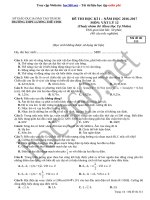 TRƯỜNG THPT LƯƠNG THẾ VINH ĐỀ THI HỌC KÌ I – NĂM HỌC 2016-2017 MÔN: VẬT LÝ 12 (Thuộc nhóm thi Khoa Học Tự Nhiên)