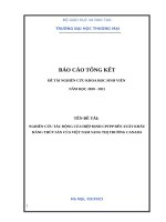 NGHIÊN cứu tác ĐỘNG của HIỆP ĐỊNH CPTPP đến XUẤT KHẨU HÀNG THỦY sản của VIỆT NAM SANG THỊ TRƯỜNG CANADA  th s  vũ anh tuấn