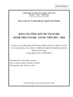 BÁO CÁO TỔNG KẾT ĐỀ TÀI NCKH: TÁC ĐỘNG KHẢ NĂNG HOẠT ĐỘNG LIÊN TỤC ĐẾN TỶ LỆ NỢ VAY NGÂN HÀNG CÁC CÔNG TY NIÊM YẾT TRÊN TTCK VIỆT NAM