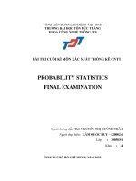 BÀI THI CUỐI KÌ MÔN XÁC SUẤT THỐNG KÊ CNTT PROBABILITY STATISTICS FINAL EXAMINATION