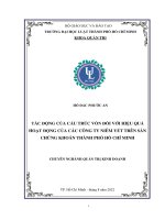 Tác động của cấu trúc vốn đối với hiệu quả hoạt động của các công ty niêm yết trên sàn chứng khoán thành phố hồ chí minh