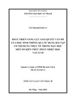 Phát triển năng lực giải quyết vấn đề của học sinh thông qua sử dụng bài tập có nội dung thực tế trong dạy học một số kiến thức phần nhiệt học vật lí 10 1