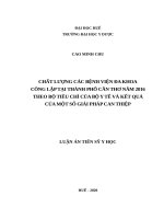 Chất lượng các bệnh viện đa khoa công lập tại thành phố cần thơ năm 2016 theo bộ tiêu chí của bộ y tế và kết quả của một số giải pháp can thiệp