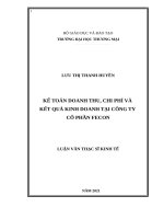 (Luận văn thạc sĩ) Kế toán doanh thu, chi phí và kết quả kinh doanh tại công ty cổ phần fecon
