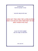 KHẢO sát TÌNH HÌNH tập LUYỆN DƯỠNG SINH của NGƯỜI dân TRÊN một số địa bàn THÀNH PHỐ HUẾ