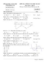 Đề kiểm tra học kì 1 môn Toán lớp 12 năm 2022-2023 - Sở GD&ĐT Quảng Ngãi (Mã đề 107)