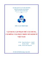 TIỂU LUẬN TRIẾT HỌC VẬN DỤNG CẶP PHẠM TRÙ CÁI CHUNG, CÁI RIÊNG VÀO PHÁT TRIỂN NỀN KINH TẾ VIỆT NAM