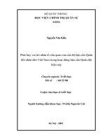 (Luận văn thạc sĩ) Phát huy vai trò nhân tố chủ quan của cán bộ hậu cần Quân đội nhân dân Việt Nam trong hoạt động hậu cần Quân đội hiện nay