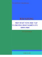 Bài giảng Một số kỹ năng học tập và phương pháp nghiên cứu khoa học: Phần 1 - ThS. Nguyễn Duy Cường