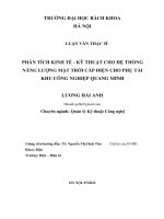 Phân tích kinh tế   kỹ thuật cho hệ thống năng lượng mặt trời cấp điện cho phụ tải khu công nghiệp quang minh