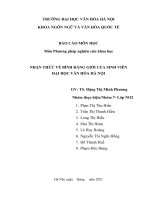 BÁO CÁO MÔN HỌC Môn Phương pháp nghiên cứu khoa học NHẬN THỨC VỀ BÌNH ĐẲNG GIỚI CỦA SINH VIÊN ĐẠI HỌC VĂN HÓA HÀ NỘI