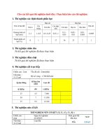 Cho các kết quả thí nghiệm dưới đây: Thực hiện báo cáo thí nghiệm