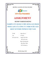 NGHIÊN cứu HÀNH VI TIÊU DÙNG sản PHẨM PEPSI CAFE của CÔNG TY TNHH nước GIẢI KHÁT SUNTORY PEPSICO VIỆT NAM