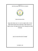 Nhận xét công tác tư vấn của nhân viên y tế về biện pháp tránh thai cho phụ nữ đến khám tại trung tâm y tế TX quảng yên, tỉnh quảng ninh năm 2022