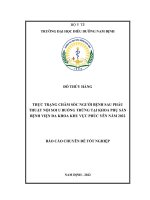 Thực trạng chăm sóc người bệnh sau phẫu thuật nội soi u buồng trứng tại khoa Phụ Sản Bệnh viện Đa khoa khu vực Phúc Yên năm 2022