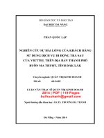 Luận văn Thạc sĩ Quản trị kinh doanh: Nghiên cứu sự hài lòng của khách hàng sử dụng dịch vụ di động trả sau của Viettel trên địa bàn thành phố Buôn Ma Thuột, tỉ