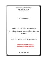 Luận văn Thạc sĩ Quản trị kinh doanh: Nghiên cứu các nhân tố ảnh hưởng đến ý định đặt phòng khách sạn trực tuyến của người Việt Nam - nghiên cứu tại địa bàn Đà Nẵng