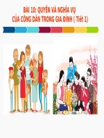 KNTT bài 10  quyền và nghĩa vụ của công dân trong gđ