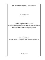 Thực hiện pháp luật về bảo hiểm xã hội đối với phụ nữ ở nông thôn các tỉnh Bắc Trung Bộ, Việt Nam.