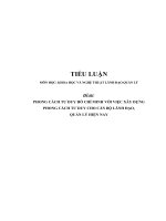 Tiểu luận cao học KHLĐ  Phong cách tư duy Hồ Chí Minh với việc xây dựng phong cách tư duy cho cán bộ lãnh đạo, quản lý hiện nay