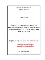Luận văn Thạc sĩ Quản trị kinh doanh: Nghiên cứu lòng trung thành của khách hàng sử dụng dịch vụ mạng di động Mobifone trên địa bàn thành phố Tam Kỳ tỉnh Quảng Nam
