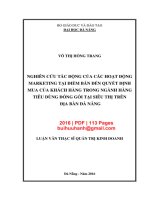 Luận văn Thạc sĩ Quản trị kinh doanh: Nghiên cứu tác động của các hoạt động marketing tại điểm bán đến quyết định mua của khách hàng trong ngành hàng tiêu dùng đóng gói tại siêu