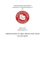 TIỂU LUẬN KINH TẾ ĐẦU TƯ  CHÍNH SÁCH ĐẦU TƯ TRỰC TIẾP RA NƯỚC NGOÀI CỦA HÀN QUỐC