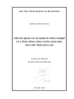 Chuyển dịch cơ cấu kinh tế nông nghiệp của tỉnh Viêng Chăn, nước Cộng hòa Dân chủ Nhân dân Lào.