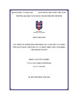 Các nhân tố ảnh hưởng đến động lực làm việc của nhân viên ngân hàng TMCP đầu tư và phát triển việt nam   CN sải gòn