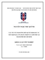 Các yếu tố ảnh hưởng đến ý định đầu tư, tiết kiệm qua ứng dụng tikop của giới trẻ tại thành phố hồ chí minh