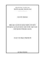 Hiệu quả giám sát hoạt động tổ chức tín dụng tại Ngân hàng Nhà nước Việt Nam Chi nhánh tỉnh Bắc Giang