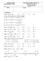 SỞ GIÁO DỤC & ĐÀO TẠO NGHỆ AN                            ĐỀ KIỂM TRA HẾT CHƯƠNG IV