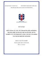 Phân tích các yếu tố mở rộng thương hiệu dưới góc độ của người tiêu dùng nghiên cứu sản phẩm sữa chua tổ yến vinamilk tại TP  hồ chí minh