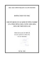 Tóm tắt: Chuyển dịch cơ cấu kinh tế nông nghiệp của tỉnh Viêng Chăn, nước Cộng hòa Dân chủ Nhân dân Lào.