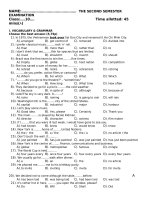 NAME:…………………………………………  THE SECOND SEMESTER  EXAMINATION