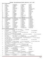 REVISION – THE SECOND FINAL EXAMS - ENGLISH 10 – 2015 – 2016