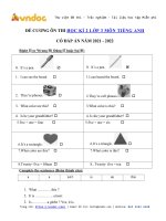 Đề cương ôn tập học kì 2 môn tiếng anh lớp 3 năm 2022   vndoc com