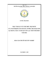 THỰC TRẠNG TUÂN THỦ ĐIỀU TRỊ THUỐC CỦA NGƯỜI BỆNH TĂNG HUYẾT ÁP ĐIỀU TRỊ NGOẠI TRÚ TẠI TRUNG TÂM Y TẾ HUYỆN YÊN LẠC TỈNH VĨNH PHÚC NĂM 2022