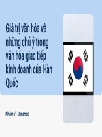 Giao tiếp kinh doanh  Giá trị văn hóa và những chú ý trong văn hóa giao tiếp kinh doanh của hàn quốc