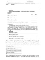 Name : ………………………………                           English Test