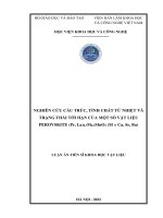Nghiên cứu cấu trúc, tính chất từ nhiệt và trạng thái tới hạn của một số vật liệu perovskite (pr, la)0,7m0,3mno3 (m = ca, sr, ba)