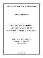 Tóm tắt tiếng việt: Văn hóa truyền thông của các tạp chí điện tử Đảng Cộng sản Việt Nam hiện nay
