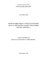 Đánh giá hiện trạng và đề xuất giải pháp quản lý môi trường tại khu công nghiệp mai sơn, tỉnh sơn la