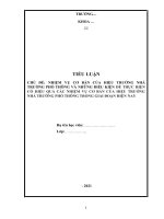 Tiểu luận nhiệm vụ cơ bản của hiệu trưởng trường phổ thông và những điều kiện để thực hiện có hiệu quả các nhiệm vụ cơ bản của hiệu trưởng trường phổ thông trong giai đoạn hiện nay